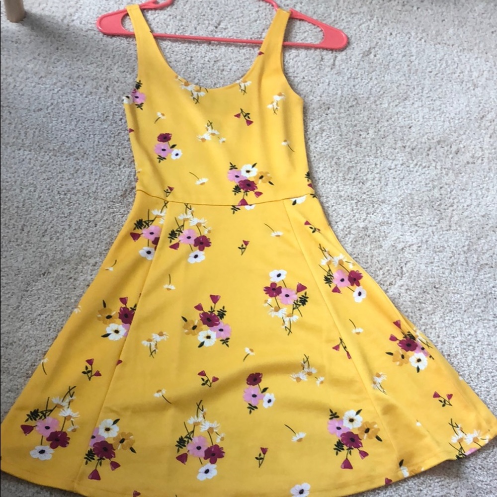 floral yellow skater dress